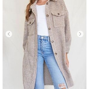 Forever21 brushed houndstooth longline coat